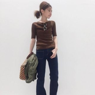 アパルトモンドゥーズィエムクラス(L'Appartement DEUXIEME CLASSE)のアパルトモン今季ボートネックRIB KNIT☆未使用(カットソー(半袖/袖なし))