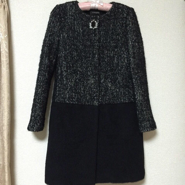 JUSGLITTY - ジャス♡ツイード切り替えノーカラーコートの+bstrading.net