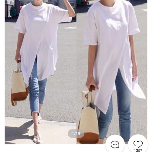 ZARA(ザラ)のスリットラップロングTシャツ☆新品未使用 レディースのトップス(Tシャツ(半袖/袖なし))の商品写真