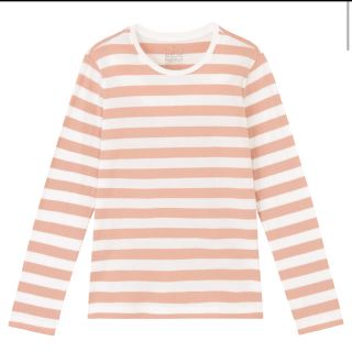 ムジルシリョウヒン(MUJI (無印良品))のオーガニックコットンクルーネック長袖Ｔシャツ（ボーダー）(Tシャツ(長袖/七分))