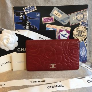 シャネル(CHANEL)の正規品 CHANEL 長財布 カメリア レッド(財布)