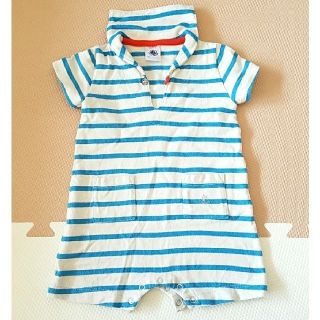 プチバトー(PETIT BATEAU)の送料込みプチバトー6m ボーダーマリン(カバーオール)