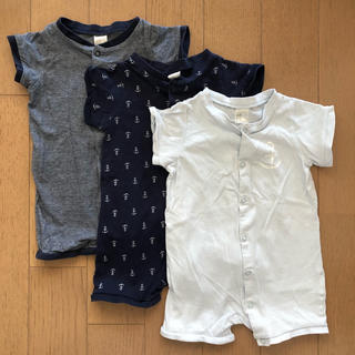 エイチアンドエム(H&M)のH&M 半袖ロンパース 3枚セット 4-6m(ロンパース)