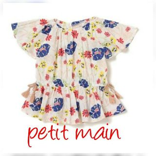 プティマイン(petit main)の120 花柄ペプラムチュニック(Tシャツ/カットソー)