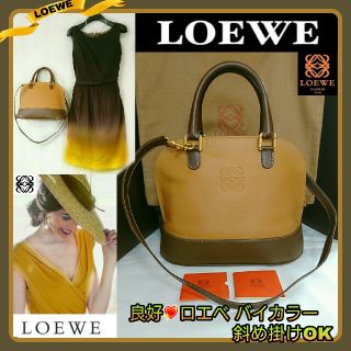 ロエベ(LOEWE)の良好💛LOEWEバイカラーストラップ付2wayアナグラム レザーバッグ付属品有(ハンドバッグ)