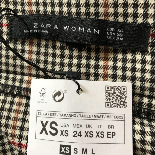 新品☆ZARA ザラ チェック柄アシンメトリーミニスカート レディース