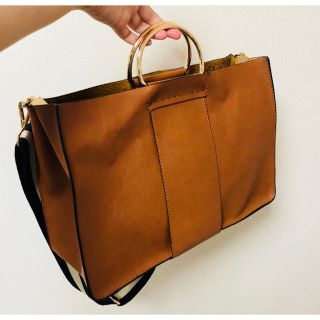 ZARA - ザラ ZARA メタルゴールドハンドル 2WAY レザーバッグの ...