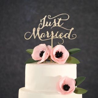 新品  ウェディングケーキトッパー  ケーキトッパー  just married(テーブル用品)