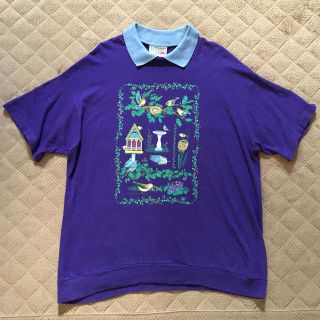 ロキエ(Lochie)のvintage★used★古着★USA★個性的★トップス★Tシャツ★小鳥★刺繍(Tシャツ(半袖/袖なし))