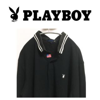 プレイボーイ(PLAYBOY)のプレイボーイ ポロシャツ ラガーシャツ フラッグ ワンポイント オーバーサイズ(ポロシャツ)