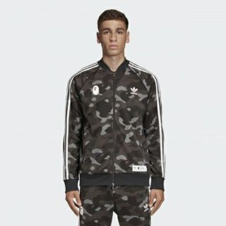 アベイシングエイプ(A BATHING APE)の【国内正規品】bape adidas track jacket 黒 XL(ジャージ)