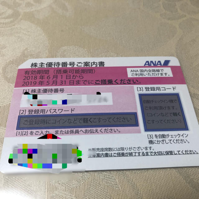 ANA(全日本空輸)(エーエヌエー(ゼンニッポンクウユ))のANA株主優待券2019.5/31まで チケットの乗車券/交通券(航空券)の商品写真