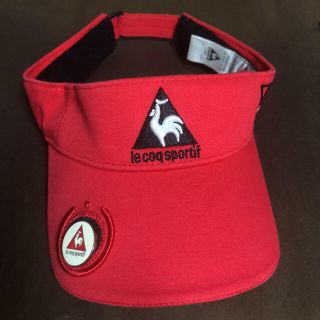 ルコックスポルティフ(le coq sportif)の【美品】ルコック  サンバイザー 赤  マーカー付き (サンバイザー)