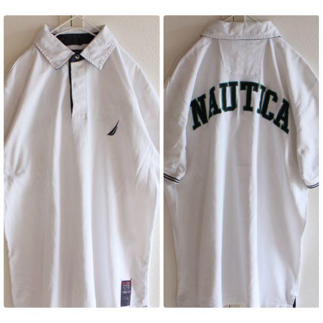 NAUTICA(ノーティカ)のUS ノーティカ whitebk 豪華ワッペン 半袖 ポロシャツ M メンズのトップス(ポロシャツ)の商品写真