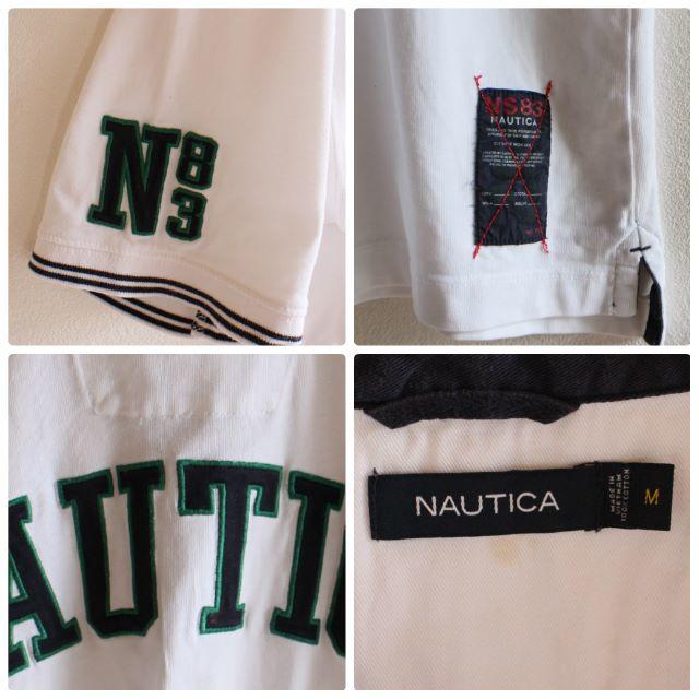 NAUTICA(ノーティカ)のUS ノーティカ whitebk 豪華ワッペン 半袖 ポロシャツ M メンズのトップス(ポロシャツ)の商品写真