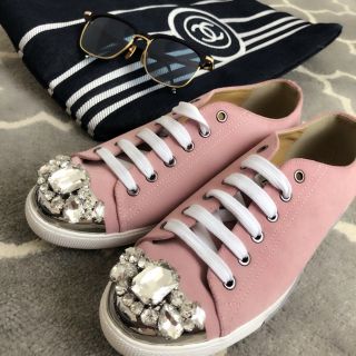 ザラ(ZARA)のビジュー スニーカー ピンク(スニーカー)