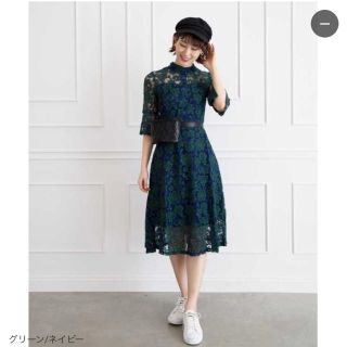 Libby&Rose グリーンレースワンピース新品(ひざ丈ワンピース)