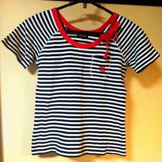 ソニアリキエル(SONIA RYKIEL)の【値下げしました】ソニアリキエル　Tシャツ（サマーニット）　38　ボーダー　(Tシャツ(半袖/袖なし))