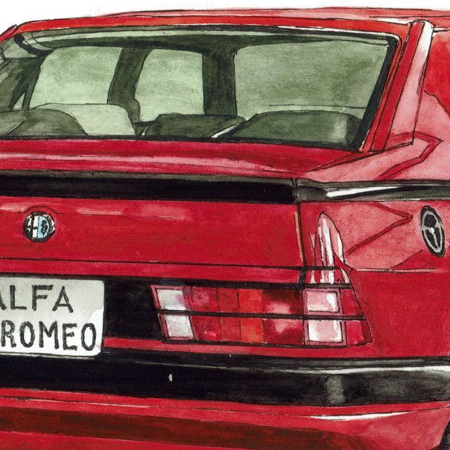 Alfa Romeo(アルファロメオ)のGC-556アルファロメオ75限定版画 直筆サイン額装●作家 平右ヱ門 エンタメ/ホビーの美術品/アンティーク(版画)の商品写真