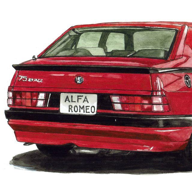 Alfa Romeo(アルファロメオ)のGC-556アルファロメオ75限定版画 直筆サイン額装●作家 平右ヱ門 エンタメ/ホビーの美術品/アンティーク(版画)の商品写真