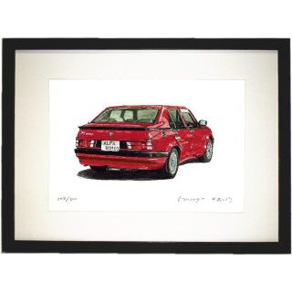 アルファロメオ(Alfa Romeo)のGC-556アルファロメオ75限定版画 直筆サイン額装●作家 平右ヱ門(版画)