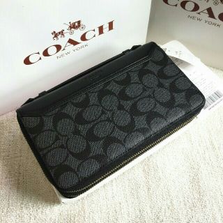 セールCOACH/コーチ長財布 ダブルジップ F93240 ブラウンメンズ