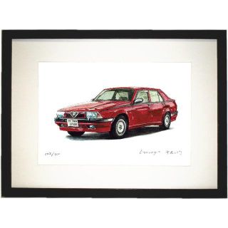 アルファロメオ(Alfa Romeo)のGC-568アルファロメオ75限定版画 直筆サイン額装●作家 平右ヱ門(版画)