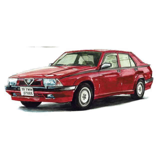 Alfa Romeo(アルファロメオ)のGC-569アルファロメオ75限定版画 直筆サイン額装●作家 平右ヱ門 エンタメ/ホビーの美術品/アンティーク(版画)の商品写真