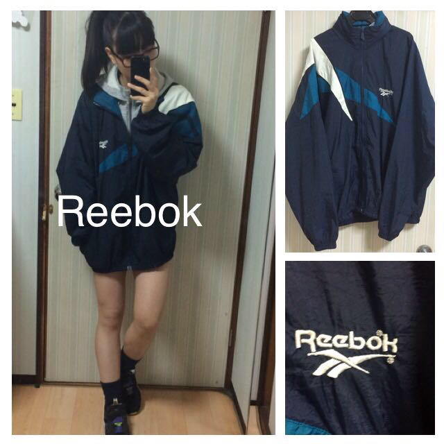 Reebok ナイロンジャージ:紺