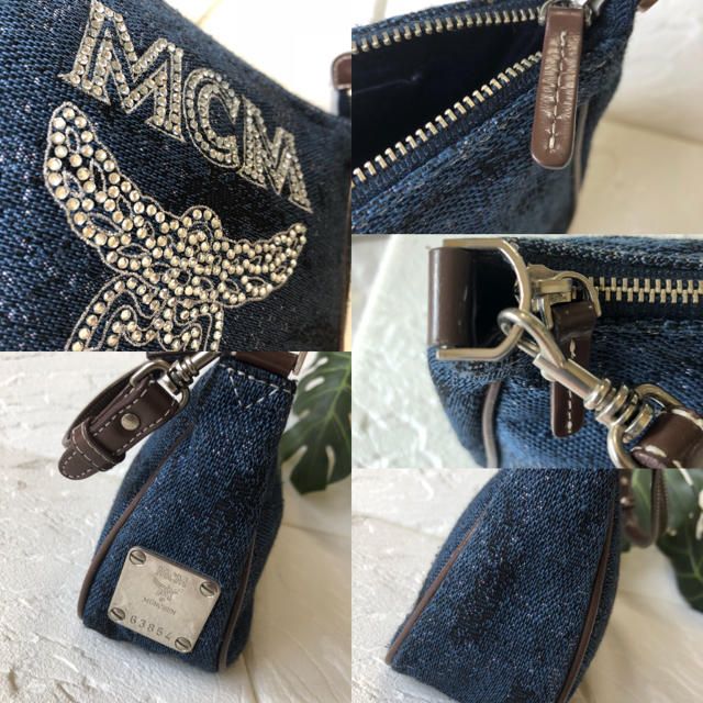 MCM(エムシーエム)のMCM バッグ デニムバッグ 極美品希少品！ラインストーンロゴ エムシーエム レディースのバッグ(ハンドバッグ)の商品写真