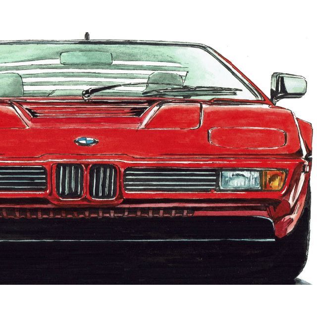 版画GC-576 BMW M1/M4クーペ限定版画 直筆サイン額装●作家 平右ヱ門