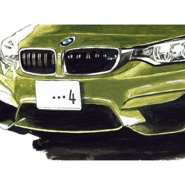 版画GC-576 BMW M1/M4クーペ限定版画 直筆サイン額装●作家 平右ヱ門