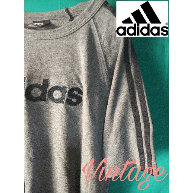 adidas(アディダス)の【ヴィンテージ】adidasアディダス ビックロゴ半袖Tシャツ  M グレー メンズのトップス(Tシャツ/カットソー(半袖/袖なし))の商品写真