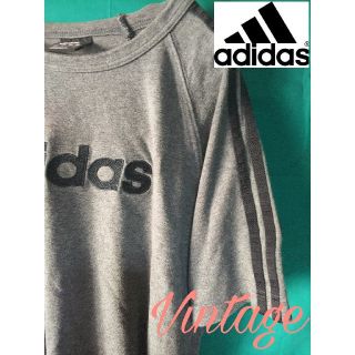 アディダス(adidas)の【ヴィンテージ】adidasアディダス ビックロゴ半袖Tシャツ  M グレー(Tシャツ/カットソー(半袖/袖なし))