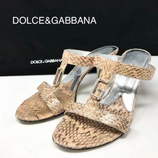 ドルチェアンドガッバーナ(DOLCE&GABBANA)の正規品 ドルガバ パイソン 型押し  サンダル 保存袋付き(サンダル)