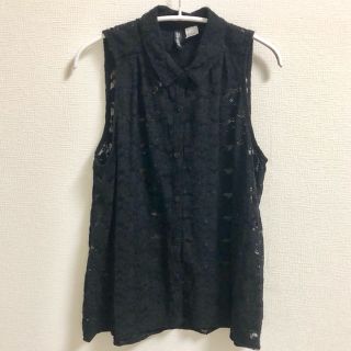 エイチアンドエム(H&M)のH&M 黒レーストップス(シャツ/ブラウス(半袖/袖なし))