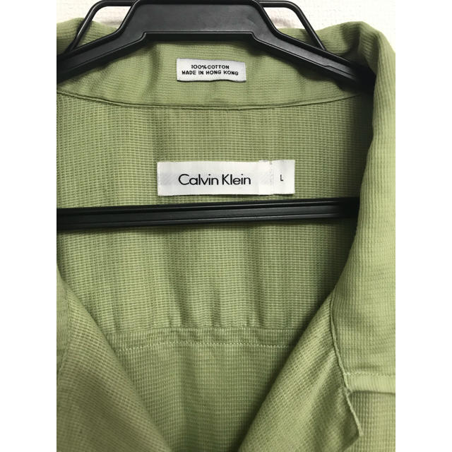 Calvin Klein(カルバンクライン)の【Calvin Klein】オープンカラーシャツ ライムグリーン メンズのトップス(シャツ)の商品写真