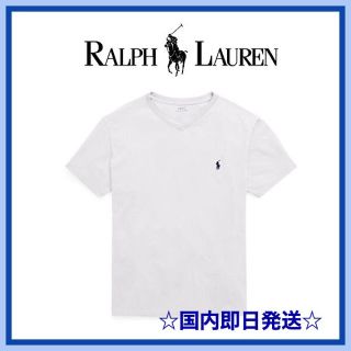 ラルフローレン(Ralph Lauren)の即発★ Ralph Lauren ラルフローレン Vネック Tシャツ ホワイト(Tシャツ/カットソー(半袖/袖なし))