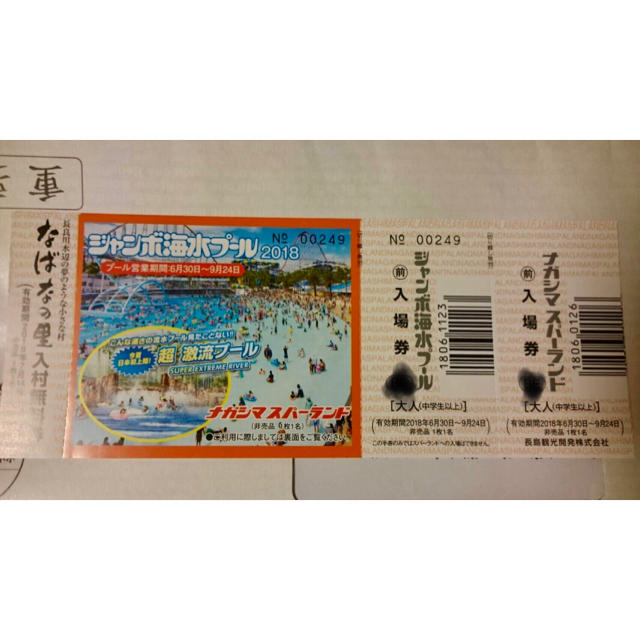 長島スパーランド 大人２・小学生１ 送料込み チケットの施設利用券(遊園地/テーマパーク)の商品写真