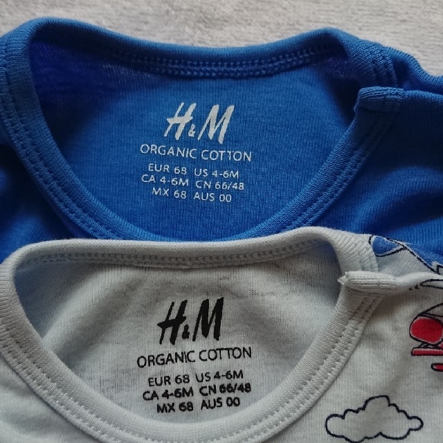 H&M(エイチアンドエム)の未使用☆H&M半袖ロンパース２枚セット キッズ/ベビー/マタニティのベビー服(~85cm)(ロンパース)の商品写真