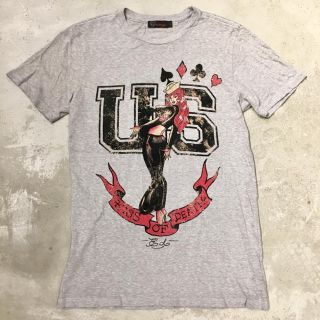 エドハーディー(Ed Hardy)の※限定セールEd Hardy USAモデル プリントTシャツ グレー S 希少(Tシャツ/カットソー(半袖/袖なし))