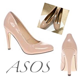 エイソス(asos)の＊ASOS＊新品ベージュエナメルパンプス(ハイヒール/パンプス)