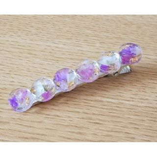 スターチス 押し花 ヘアクリップ ドライフラワー レジン(ヘアアクセサリー)