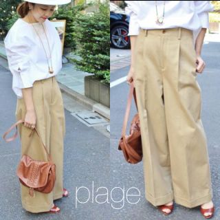 プラージュ(Plage)の極美品⭐️ plage プラージュOrganicチノ ワイドパンツ ベージュ(チノパン)