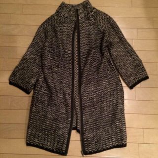 ザラ(ZARA)のZARA ニットコート ブラックホワイト(カーディガン)