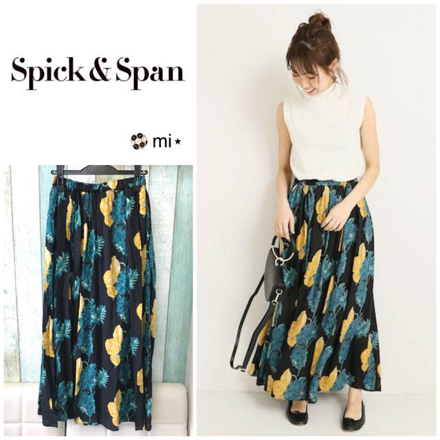 美品❣️ Spick and Span オオバナプリントギャザースカート 38