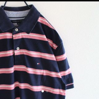 トミーヒルフィガー(TOMMY HILFIGER)の【最終値】US トミーヒルフィガー  ボーダー 半袖 ポロシャツ M(ポロシャツ)