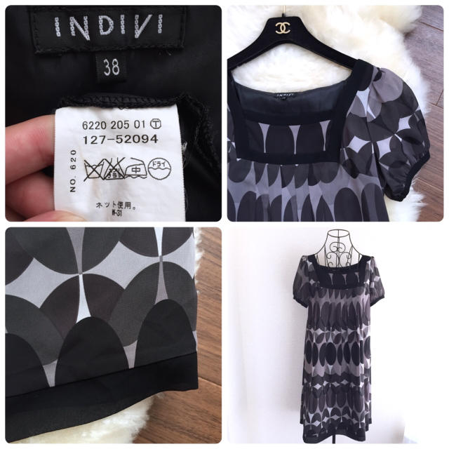 INDIVI(インディヴィ)の【かんちゃん様 専用】インディヴィ♡サイズ38 シフォンワンピース♪  レディースのワンピース(ひざ丈ワンピース)の商品写真