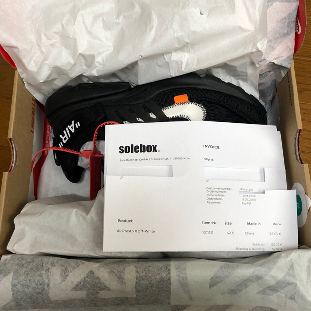 NIKE presto off-white 27cm US9　プレスト ブラック