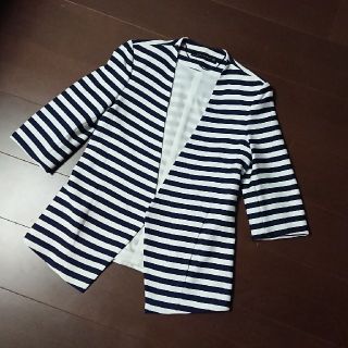 ザラ(ZARA)のZARA☆ボーダージャケット(ノーカラージャケット)